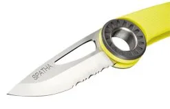Petzl Spatha Coltello Serramanico Moschettonabile -negozio di attrezzature per il fitness petzl spatha coltello giallo particolare 1
